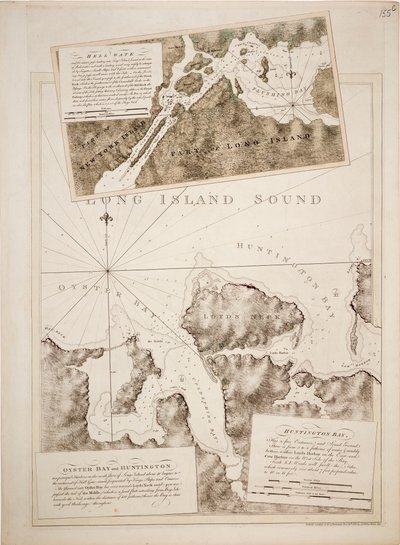 Kort over Oyster Bay og Huntington Bay, Long Island Sound af Joseph Frederick Wallet DesBarres