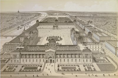 Udsigt over Louvre og Tuilerierne, ca. 1850 af Joseph Gabriel Aubrun