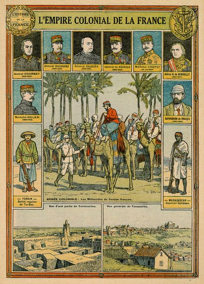Det franske kolonirige, slutningen af det 19. - begyndelsen af det 20. århundrede (farve litho) af Joseph Girard