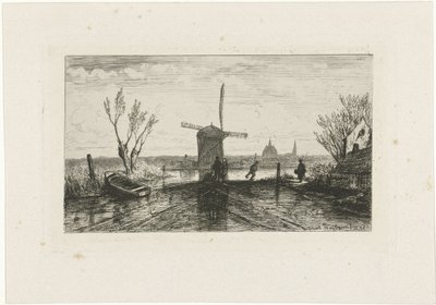 Skøjteløber ved en mølle af Joseph Hartogensis