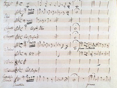 Første side af musikpartitur af menuet i Armida af J Haydn (1784) af Joseph Haydn