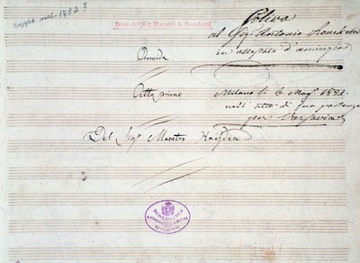 Første side af musikpartitur af menuet i Armida af J Haydn (1821) af Joseph Haydn