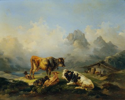 Alm med kvæg af Joseph Heicke