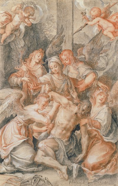 Pieta med engle og putti af Joseph Heintz