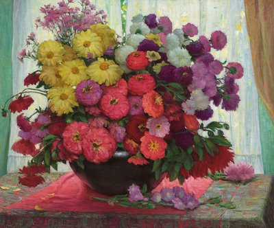 Skål med blomster (olie på lærred) af Joseph Henry Sharp