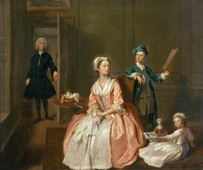 Samtalestykke, sandsynligvis af kunstnerens slægt, ca. 1732-5 af Joseph Highmore