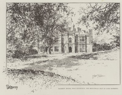 Dalmeny House, nær Edinburgh, Lord Roseberys sæde i Midlothian af Joseph Holland Tringham