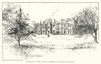 Dalmeny Park, Lord Roseberys skotske residens (litografi) af Joseph Holland Tringham