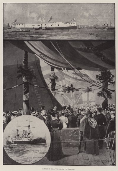 Lancering af HMS Victorious i Chatham af Joseph Holland Tringham