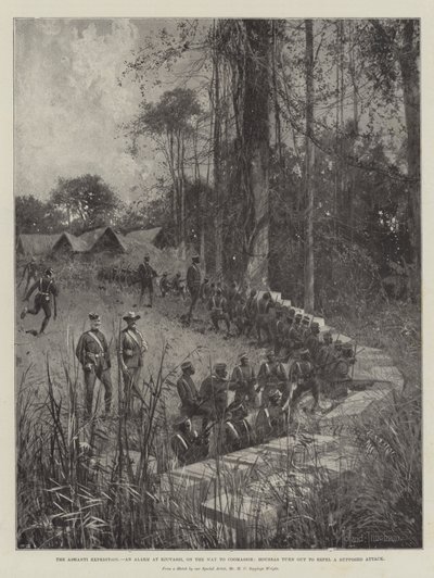 Ashanti-ekspeditionen, en alarm ved Ejuvassi, på vej til Coomassie, viser sig Houssas at afvise et formodet angreb af Joseph Holland Tringham
