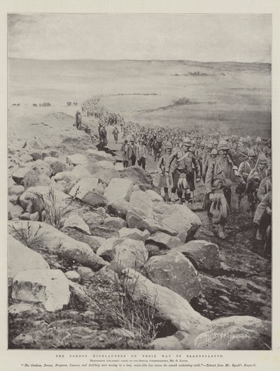 Gordon Highlanders på vej til Elandslaagte af Joseph Holland Tringham