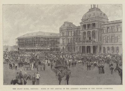 Grand Hotel, Pretoria, Scene ved ankomsten af de arresterede medlemmer af reformudvalget af Joseph Holland Tringham