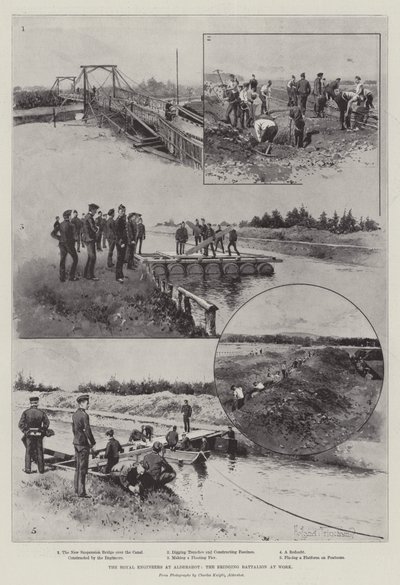Royal Engineers i Aldershot, brobygningsbataljonen på arbejde af Joseph Holland Tringham