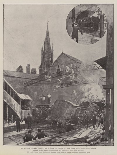 Den alvorlige jernbaneulykke i Glasgow den 30. august, scenen på Charing Cross Station af Joseph Holland Tringham