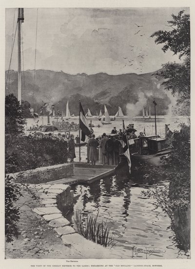 Besøget af den tyske kejser til søerne, indskibning på Old England Landing-Stage, Bowness af Joseph Holland Tringham