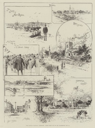 The Wirral Railway, Cheshire, First Turf skåret af Mr Gladstone, 21. oktober af Joseph Holland Tringham