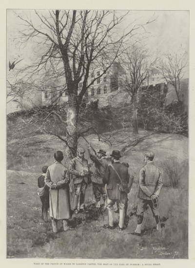 Besøg af prinsen af Wales til Lambton Castle, sædet for jarlen af Durham, et kongeligt skud af Joseph Holland Tringham