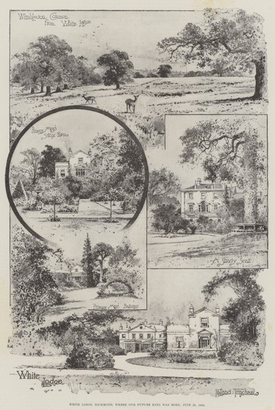 White Lodge, Richmond, hvor vores fremtidige konge blev født, 23. juni 1894 (gravering) af Joseph Holland Tringham