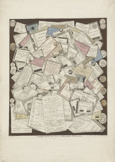 Frans papiergeld Møntpapirer fra den franske republik (titel på objekt) af Joseph Hunin