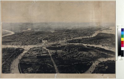 Panorama af Sankt Petersborg og det omkringliggende område fra fugleperspektiv - Iosif Iosifovich Charlemagne (1824-1870). Akvatinte, anden halvdel af det 19. århundrede. Statsmuseet for Sankt Petersborgs historie af Joseph Jossifovich Charlemagne