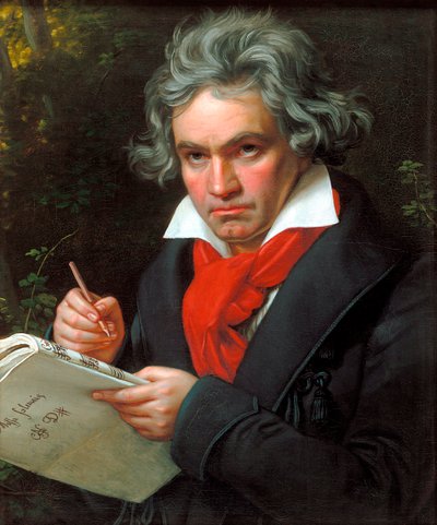 Portræt af Ludwig van Beethoven, da han komponerede højtidelighedsmessen, 1820. af Joseph Carl Stieler