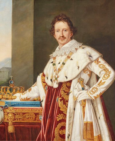 Portræt af Ludwig I af Bayern 1786-1868 i salvekappe. af Joseph Carl Stieler