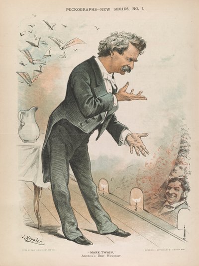 Mark Twain, Amerikas bedste humorist, ca. 1885 (litho) af Joseph Keppler