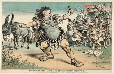Den demokratiske Samson og de republikanske filistre, fra Puck af Joseph Keppler