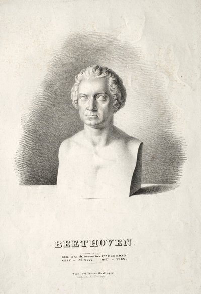 Buste af Ludwig van Beethoven. af Joseph Kriehuber