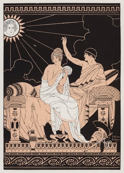 Afrodite og Eros (farvelitografi) af Joseph Kuhn-Regnier