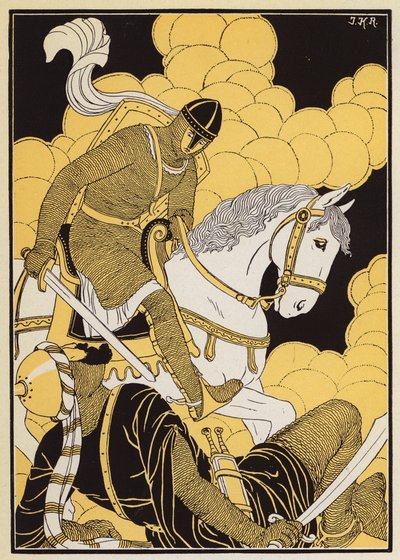 Le Combat de Guillaume Contre le Geant Corsolt (farvelitografi) af Joseph Kuhn Regnier