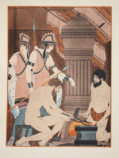 Glødende kul, illustration fra "The Works of Hippocrates", 1934 af Joseph Kuhn Regnier