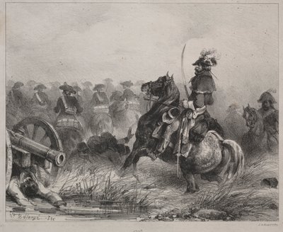 Kavaleriscene, 1836. af Joseph Louis Hippolyte Bellange