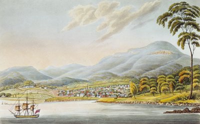 Udsigt over Hobart Town, 1824 af Joseph Lycett