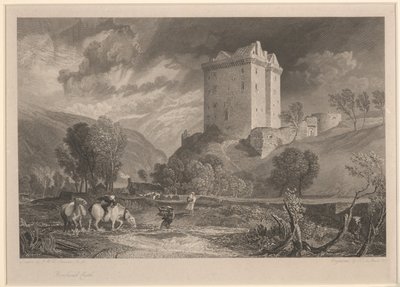 Borthwick Castle (Provincial Antiquities and Picturesque Scenery of Scotland), graveret af Henry Le Keux (1775-1851) af Joseph Mallord William (after) Turner
