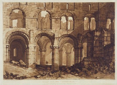 Holy Island Cathedral, indgraveret af Charles Turner (1773-1857) 1808 (gravering) af Joseph Mallord William (after) Turner