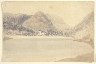 Grassmere Lake and Church (akvarel over blyant på papir) af Joseph Mallord William (attr.to) Turner