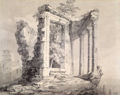 Sibyllens tempel, Tivoli (blyant og akvarel på papir) af Joseph Mallord William (attr.to) Turner