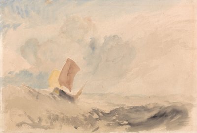 Et havstykke - Oprørt hav med en fiskerbåd af Joseph Mallord William Turner