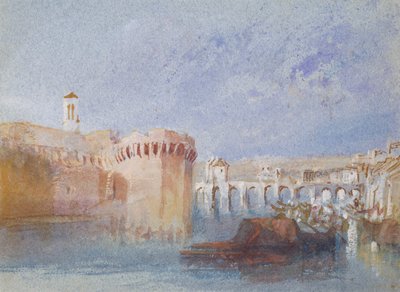 Angers: Doutre-murene med tårnet ved La Trinité-kirken af Joseph Mallord William Turner
