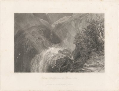 Kædebro over floden Tees, 1838 (ætsning og gravering) af Joseph Mallord William Turner