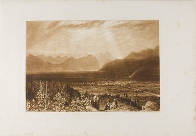 Alpernes kæde fra Grenoble til Chamberi, plade 40 fra Liber Studiorum af Joseph Mallord William Turner