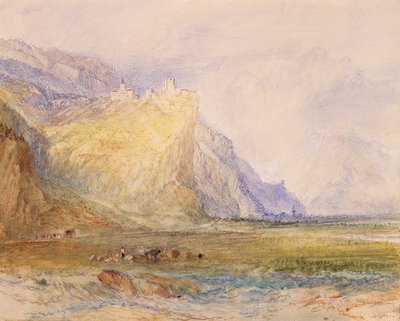 Domleschgin laakso, katsoen kaakkoon, kohti Schloss Ortensteinia, n. 1853 (akvarelli paperille) af Joseph Mallord William Turner