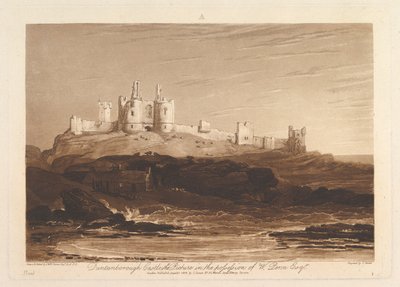 Dunstanborough Castle Liber Studiorum, del III, plade 14, 10. juni 1808. af Joseph Mallord William Turner