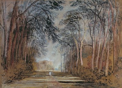 Farnley Avenue, Farnley Hall, Yorkshire (blyant, kridt, akvarel, gouache og vand) af Joseph Mallord William Turner