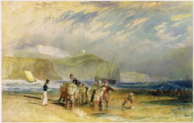 Folkestone havn og kyst til Devon, ca. 1830 (wc og gouache på papir) af Joseph Mallord William Turner