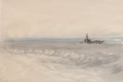 Grå hav, båd løber i land, ca. 1845-50 (akvarel på papir) af Joseph Mallord William Turner