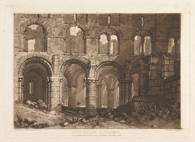 Holy Island Cathedral Liber Studiorum, del III, tavle 11, 20. februar 1808. af Joseph Mallord William Turner