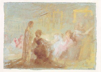 Interiør i Petworth House med folk i samtale, 1830 (gouache) af Joseph Mallord William Turner