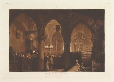 Interiør af en kirke Liber Studiorum, del XIV, tavle 70, 1. januar 1819. af Joseph Mallord William Turner